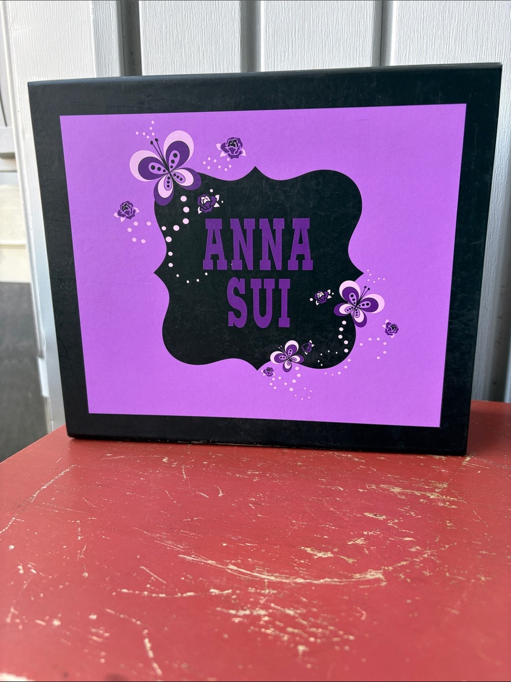 Anna Sui Purple and Black Floral Butterfly Box Empty